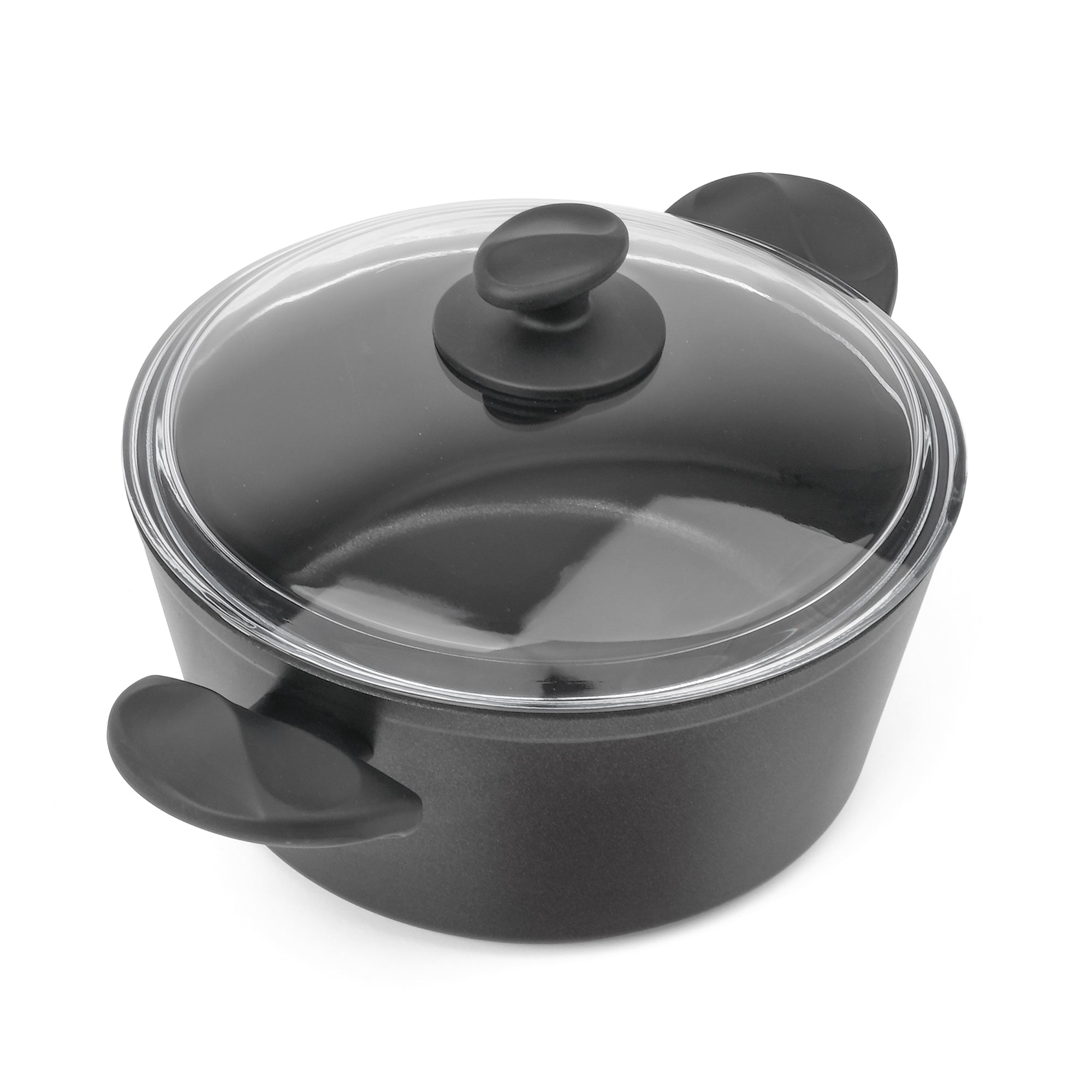 TITAN PLUS Kasserolle – 24 cm | Induktionsgeeignet | PTFE-Antihaftbeschichtung | Mit hitzebeständigem Glasdeckel