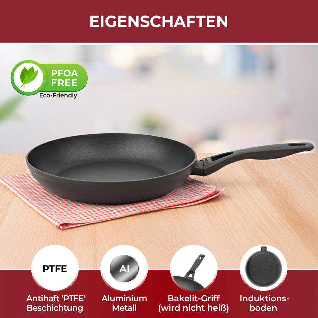 Vilma Plus 26 cm Auflaufform mit Glasdeckel – Grau | Induktionsgeeignet | PFOA-Frei | PTFE-Antihaftbeschichtung