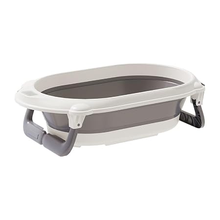 Baby Badewanne Faltbar Set 4 in 1, Faltbare Babybadewanne mit Badewanneneinsatz, Waschschüssel und Schöpfkelle, Platzsparendes Bade-Set für Babys und Kleinkinder