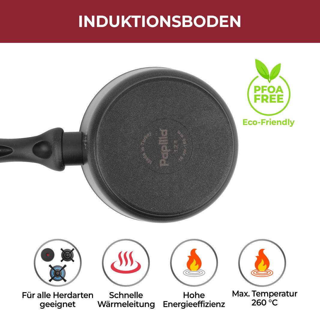 16 cm Stielkasserolle mit schwarzem Bakelitgriff – TITAN PLUS ALIZE