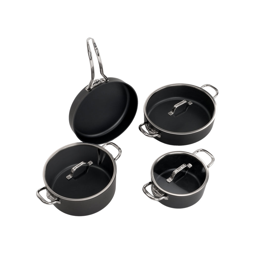 Atlas 7-teiliges Kochset – Grau Titanyum | PTFE-Antihaftbeschichtung | BPA-Frei | Leicht & Robust